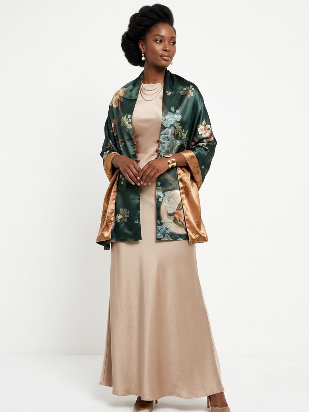 Reversible Chinoiserie Silky Wrap